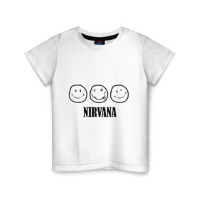 Детская футболка хлопок с принтом Nirvana(2) в Новосибирске, 100% хлопок | круглый вырез горловины, полуприлегающий силуэт, длина до линии бедер | nirvana | rock | нирвана | ребенок | рок | символика nirvana | символика нирвана
