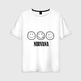 Женская футболка хлопок Oversize с принтом Nirvana(2) в Новосибирске, 100% хлопок | свободный крой, круглый ворот, спущенный рукав, длина до линии бедер
 | nirvana | rock | нирвана | ребенок | рок | символика nirvana | символика нирвана