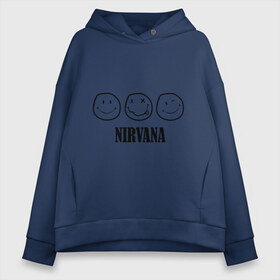 Женское худи Oversize хлопок с принтом Nirvana(2) в Новосибирске, френч-терри — 70% хлопок, 30% полиэстер. Мягкий теплый начес внутри —100% хлопок | боковые карманы, эластичные манжеты и нижняя кромка, капюшон на магнитной кнопке | nirvana | rock | нирвана | ребенок | рок | символика nirvana | символика нирвана