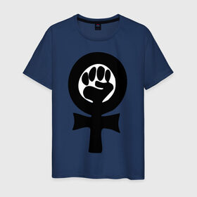Мужская футболка хлопок с принтом эмблема феминизма в Новосибирске, 100% хлопок | прямой крой, круглый вырез горловины, длина до линии бедер, слегка спущенное плечо. | женщины | кулак | мужчины | отношения | феминистка