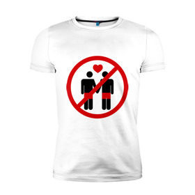 Мужская футболка премиум с принтом no gay love в Новосибирске, 92% хлопок, 8% лайкра | приталенный силуэт, круглый вырез ворота, длина до линии бедра, короткий рукав | гетеро | гомосесуализм | меньшинства