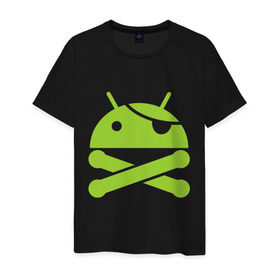 Мужская футболка хлопок с принтом Android super user в Новосибирске, 100% хлопок | прямой крой, круглый вырез горловины, длина до линии бедер, слегка спущенное плечо. | пират