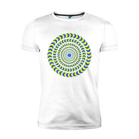 Мужская футболка премиум с принтом Психоделика полноцвет в Новосибирске, 92% хлопок, 8% лайкра | приталенный силуэт, круглый вырез ворота, длина до линии бедра, короткий рукав | Тематика изображения на принте: гипноз | гипнотические | круг | оптическая иллюзия