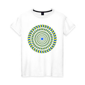Женская футболка хлопок с принтом Психоделика полноцвет в Новосибирске, 100% хлопок | прямой крой, круглый вырез горловины, длина до линии бедер, слегка спущенное плечо | гипноз | гипнотические | круг | оптическая иллюзия