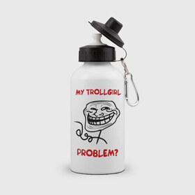 Бутылка спортивная с принтом Trollcouple (мужская) в Новосибирске, металл | емкость — 500 мл, в комплекте две пластиковые крышки и карабин для крепления | face | my trollgirl | problem | troll | trollface | trollgirl | интернет  приколы | мем | мемы | мемы интернета | тролфейс | троль | трольгерл