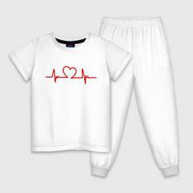 Детская пижама хлопок с принтом В ритме сердца в Новосибирске, 100% хлопок |  брюки и футболка прямого кроя, без карманов, на брюках мягкая резинка на поясе и по низу штанин
 | биение сердца | ритм сердца | сердечко | сердце