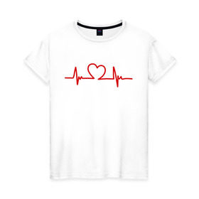 Женская футболка хлопок с принтом В ритме сердца в Новосибирске, 100% хлопок | прямой крой, круглый вырез горловины, длина до линии бедер, слегка спущенное плечо | биение сердца | ритм сердца | сердечко | сердце