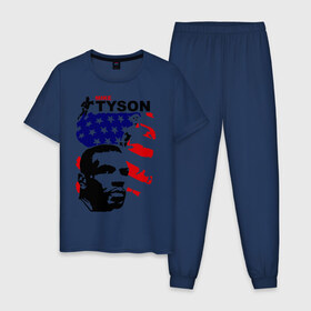 Мужская пижама хлопок с принтом боксер Mike Tyson в Новосибирске, 100% хлопок | брюки и футболка прямого кроя, без карманов, на брюках мягкая резинка на поясе и по низу штанин
 | boxing