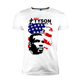 Мужская футболка премиум с принтом боксер Mike Tyson в Новосибирске, 92% хлопок, 8% лайкра | приталенный силуэт, круглый вырез ворота, длина до линии бедра, короткий рукав | boxing