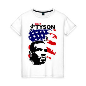 Женская футболка хлопок с принтом боксер Mike Tyson в Новосибирске, 100% хлопок | прямой крой, круглый вырез горловины, длина до линии бедер, слегка спущенное плечо | boxing