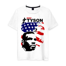 Мужская футболка хлопок с принтом боксер Mike Tyson в Новосибирске, 100% хлопок | прямой крой, круглый вырез горловины, длина до линии бедер, слегка спущенное плечо. | boxing