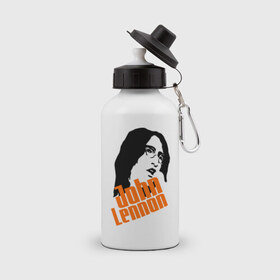 Бутылка спортивная с принтом Джон Леннон (John Lennon) в Новосибирске, металл | емкость — 500 мл, в комплекте две пластиковые крышки и карабин для крепления | Тематика изображения на принте: beatles | john lennon | the beatles | битлз | битлы | джон леннон | джон ленон | леннон | ленон | портрет