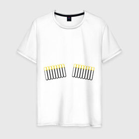Мужская футболка хлопок с принтом Газырь патронташ в Новосибирске, 100% хлопок | прямой крой, круглый вырез горловины, длина до линии бедер, слегка спущенное плечо. | Тематика изображения на принте: оружие | патронташ | патроны | снаряжение