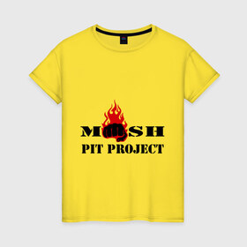 Женская футболка хлопок с принтом Mosh pit project в Новосибирске, 100% хлопок | прямой крой, круглый вырез горловины, длина до линии бедер, слегка спущенное плечо | 