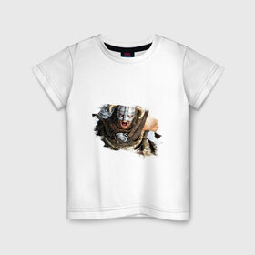 Детская футболка хлопок с принтом Довакин (Dovahkiin) The Elder Scrolls V: Skyrim в Новосибирске, 100% хлопок | круглый вырез горловины, полуприлегающий силуэт, длина до линии бедер | Тематика изображения на принте: игры | компьютерная игра | скайрим