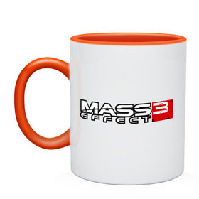 Кружка двухцветная с принтом Mass Effect 3 в Новосибирске, керамика | объем — 330 мл, диаметр — 80 мм. Цветная ручка и кайма сверху, в некоторых цветах — вся внутренняя часть | Тематика изображения на принте: игры | компьютерная игра