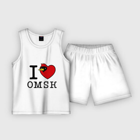Детская пижама с шортами хлопок с принтом I love Omsk (Я люблю Омск) в Новосибирске,  |  | i love omsk | город | омич | омская птица | птица | я люблю омск