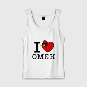Женская майка хлопок с принтом I love Omsk (Я люблю Омск) в Новосибирске, 95% хлопок, 5% эластан |  | i love omsk | город | омич | омская птица | птица | я люблю омск