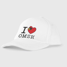 Детская бейсболка с принтом I love Omsk (Я люблю Омск) в Новосибирске, 100% хлопок | классический козырек, металлическая застежка-регулятор размера | i love omsk | город | омич | омская птица | птица | я люблю омск