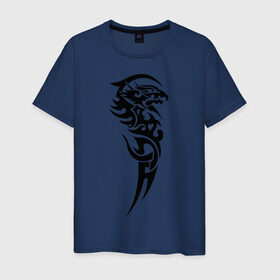 Мужская футболка хлопок с принтом тату-дракон4 в Новосибирске, 100% хлопок | прямой крой, круглый вырез горловины, длина до линии бедер, слегка спущенное плечо. | dragon | tatu | дракон | тату | черный дракон