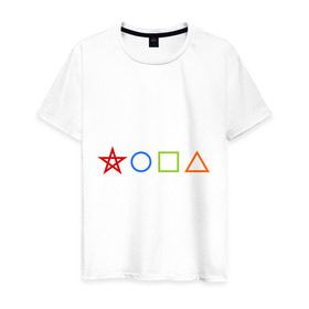 Мужская футболка хлопок с принтом Жопа геометрическая в Новосибирске, 100% хлопок | прямой крой, круглый вырез горловины, длина до линии бедер, слегка спущенное плечо. | геометрия | звезда | квадрат | круг | треугольник | фигуры | черчение