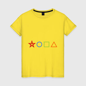 Женская футболка хлопок с принтом Жопа геометрическая в Новосибирске, 100% хлопок | прямой крой, круглый вырез горловины, длина до линии бедер, слегка спущенное плечо | геометрия | звезда | квадрат | круг | треугольник | фигуры | черчение