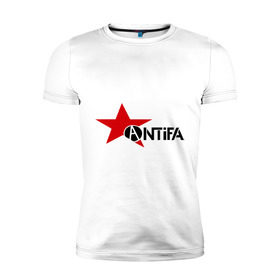 Мужская футболка премиум с принтом Antifa (4) в Новосибирске, 92% хлопок, 8% лайкра | приталенный силуэт, круглый вырез ворота, длина до линии бедра, короткий рукав | антифа | антифашизм | звезда | организация | политическая