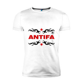 Мужская футболка премиум с принтом Antifa (5) в Новосибирске, 92% хлопок, 8% лайкра | приталенный силуэт, круглый вырез ворота, длина до линии бедра, короткий рукав | антифа | антифашизм | звезда | организация | политическая