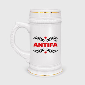 Кружка пивная с принтом Antifa (5) в Новосибирске,  керамика (Материал выдерживает высокую температуру, стоит избегать резкого перепада температур) |  объем 630 мл | антифа | антифашизм | звезда | организация | политическая