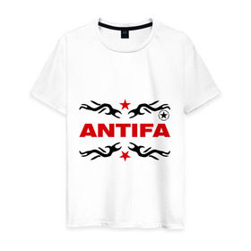 Мужская футболка хлопок с принтом Antifa (5) в Новосибирске, 100% хлопок | прямой крой, круглый вырез горловины, длина до линии бедер, слегка спущенное плечо. | антифа | антифашизм | звезда | организация | политическая