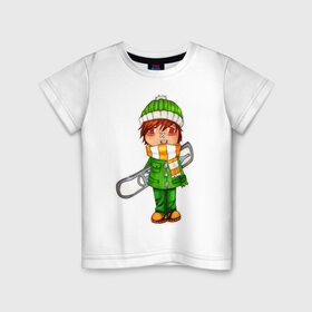 Детская футболка хлопок с принтом зеленый борд парень в Новосибирске, 100% хлопок | круглый вырез горловины, полуприлегающий силуэт, длина до линии бедер | snowboard | гора | горнолыжный курорт | горнолыжный сезон | горные склоны | для зимы | зимний спорт | склоны | сноуборд | сноубордист | эмблема
