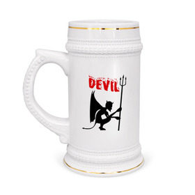 Кружка пивная с принтом Devil (3) в Новосибирске,  керамика (Материал выдерживает высокую температуру, стоит избегать резкого перепада температур) |  объем 630 мл | бесенок | демон | дьявол | дьяволенок | монстрик | чертик