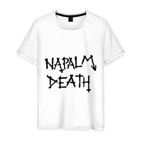 Мужская футболка хлопок с принтом Napalm death лого в Новосибирске, 100% хлопок | прямой крой, круглый вырез горловины, длина до линии бедер, слегка спущенное плечо. | death metal