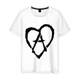 Мужская футболка хлопок с принтом Анархия в сердце в Новосибирске, 100% хлопок | прямой крой, круглый вырез горловины, длина до линии бедер, слегка спущенное плечо. | анархизм | анархия | музыка | сердце