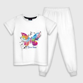 Детская пижама хлопок с принтом Бабочка - I Love You в Новосибирске, 100% хлопок |  брюки и футболка прямого кроя, без карманов, на брюках мягкая резинка на поясе и по низу штанин
 | крылья