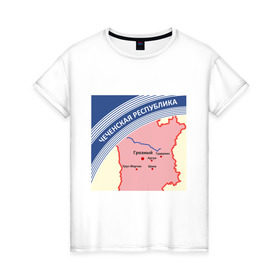 Женская футболка хлопок с принтом Чеченская республика беломор в Новосибирске, 100% хлопок | прямой крой, круглый вырез горловины, длина до линии бедер, слегка спущенное плечо | беломор | города | грозный | пачка беломор | чечня