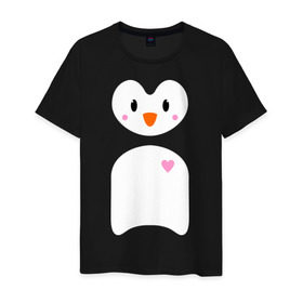 Мужская футболка хлопок с принтом Привет от пингвина в Новосибирске, 100% хлопок | прямой крой, круглый вырез горловины, длина до линии бедер, слегка спущенное плечо. | пингвин