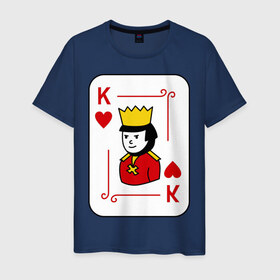 Мужская футболка хлопок с принтом Король парная в Новосибирске, 100% хлопок | прямой крой, круглый вырез горловины, длина до линии бедер, слегка спущенное плечо. | влюбленным | для влюбленных | для двоих | для пар | карточная масть | карты | колода | король | парная | парные