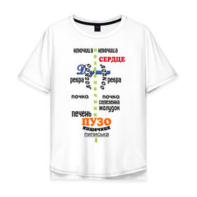 Мужская футболка хлопок Oversize с принтом Строение человека в Новосибирске, 100% хлопок | свободный крой, круглый ворот, “спинка” длиннее передней части | анатомия | внутренние органы | органы | органы человека | строение человека | тело человека