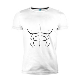 Мужская футболка премиум с принтом мужской торс в Новосибирске, 92% хлопок, 8% лайкра | приталенный силуэт, круглый вырез ворота, длина до линии бедра, короткий рукав | атлет | бицепсы | голое тело | грудь | качок | мужское тело | мускулы | мышцы | пресс | рельеф | тело