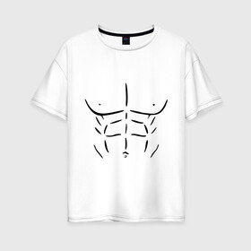 Женская футболка хлопок Oversize с принтом мужской торс в Новосибирске, 100% хлопок | свободный крой, круглый ворот, спущенный рукав, длина до линии бедер
 | атлет | бицепсы | голое тело | грудь | качок | мужское тело | мускулы | мышцы | пресс | рельеф | тело