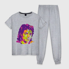 Женская пижама хлопок с принтом Michael Jackson полноцвет в Новосибирске, 100% хлопок | брюки и футболка прямого кроя, без карманов, на брюках мягкая резинка на поясе и по низу штанин | jackson | michael | michael jackson | pop | джексон | знаменитость | майкл | майкл джексон | певец | поп | портрет