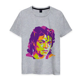 Мужская футболка хлопок с принтом Michael Jackson полноцвет в Новосибирске, 100% хлопок | прямой крой, круглый вырез горловины, длина до линии бедер, слегка спущенное плечо. | jackson | michael | michael jackson | pop | джексон | знаменитость | майкл | майкл джексон | певец | поп | портрет