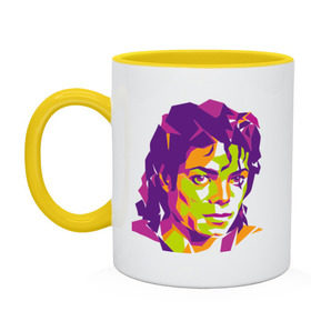 Кружка двухцветная с принтом Michael Jackson полноцвет в Новосибирске, керамика | объем — 330 мл, диаметр — 80 мм. Цветная ручка и кайма сверху, в некоторых цветах — вся внутренняя часть | jackson | michael | michael jackson | pop | джексон | знаменитость | майкл | майкл джексон | певец | поп | портрет