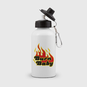 Бутылка спортивная с принтом Burn Baby в Новосибирске, металл | емкость — 500 мл, в комплекте две пластиковые крышки и карабин для крепления | burn baby | девушкам | для девушек | огненная девушка | огонь | пламя