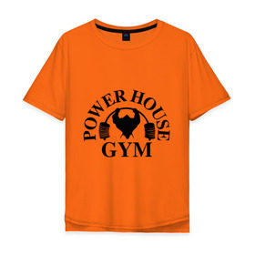 Мужская футболка хлопок Oversize с принтом Power House Gym в Новосибирске, 100% хлопок | свободный крой, круглый ворот, “спинка” длиннее передней части | power house gym | бодибилдинг | для качков | жим | качкам | силовой спорт | силовой экстрим | спорт