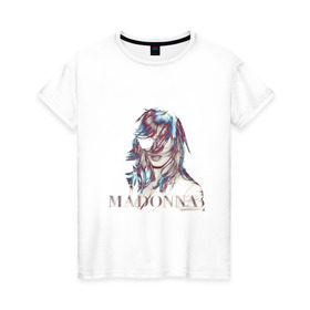 Женская футболка хлопок с принтом Madonna в Новосибирске, 100% хлопок | прямой крой, круглый вырез горловины, длина до линии бедер, слегка спущенное плечо | madona | madonna | знаменитость | знаменитые личности | мадона | мадонна | музыка | портрет