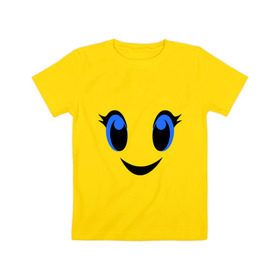 Детская футболка хлопок с принтом Милое личико улыбается в Новосибирске, 100% хлопок | круглый вырез горловины, полуприлегающий силуэт, длина до линии бедер | глаза | детские | для детей | для ребенка | лицо | ребенку | улыбка
