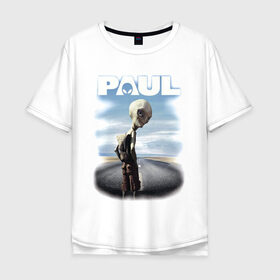 Мужская футболка хлопок Oversize с принтом Пол: Секретный материальчик в Новосибирске, 100% хлопок | свободный крой, круглый ворот, “спинка” длиннее передней части | paul | секретный инопланетянин