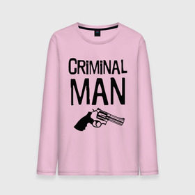 Мужской лонгслив хлопок с принтом Criminal man в Новосибирске, 100% хлопок |  | бандит | бандиты | валера | для пацанов | криминал | пацанские | пацаны | пистолет | револьвер